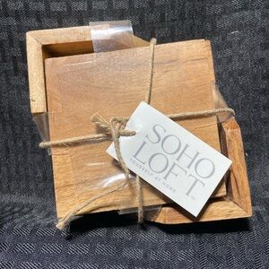 Soho Loft Rustic Wooden Coaster Set